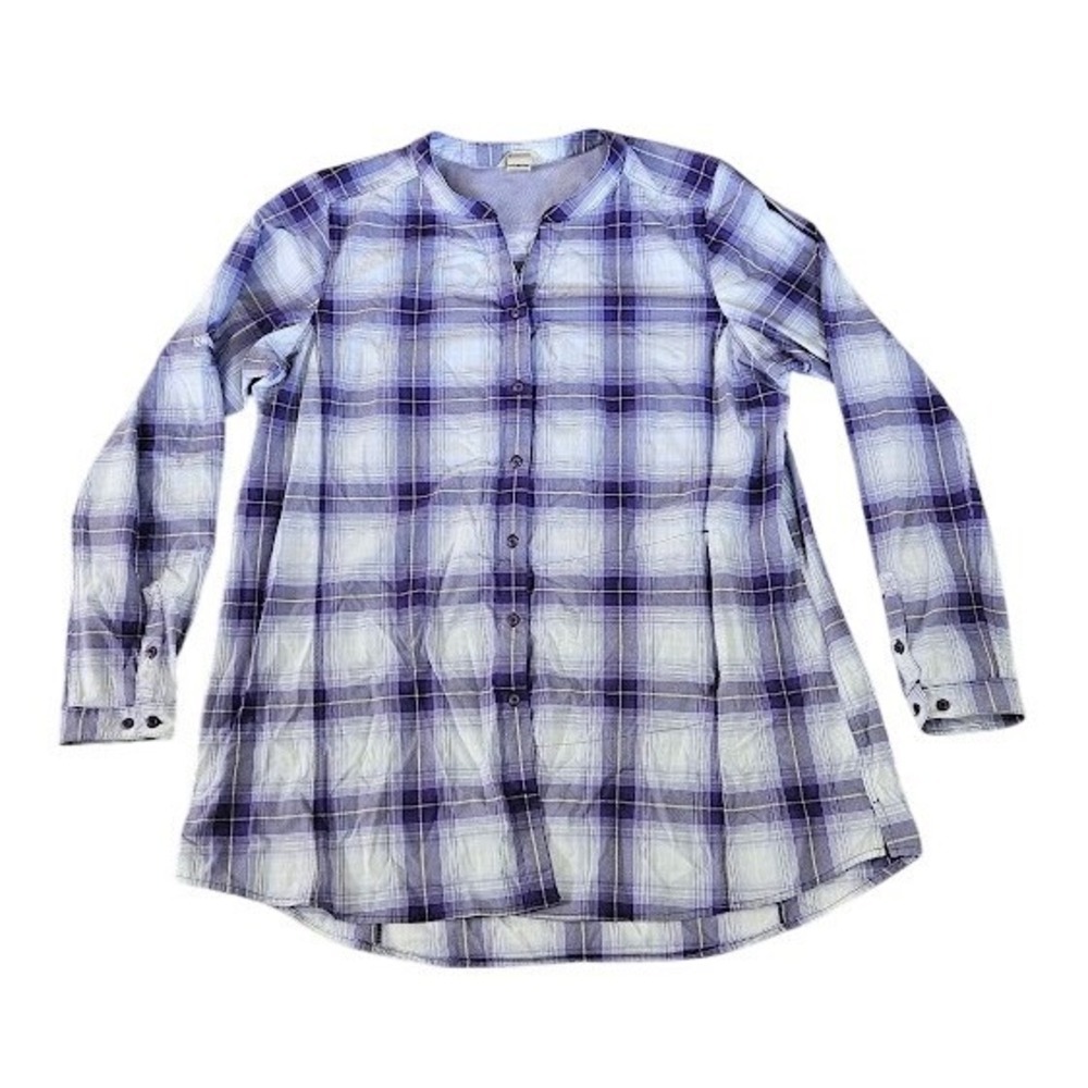 Duluth Trading Co Sidewinder Top Women XL Purple Plaid Button Down Workwear